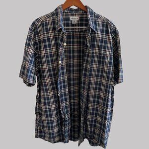 Carhartt Shirt Mens‎ 2XL Blue Check Plaid Button Up Pocket Cotton